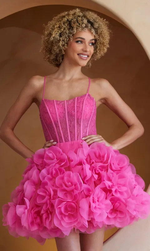 Short Pink Homecoming Dress: Amelia Couture SU083S sold by PromGirl