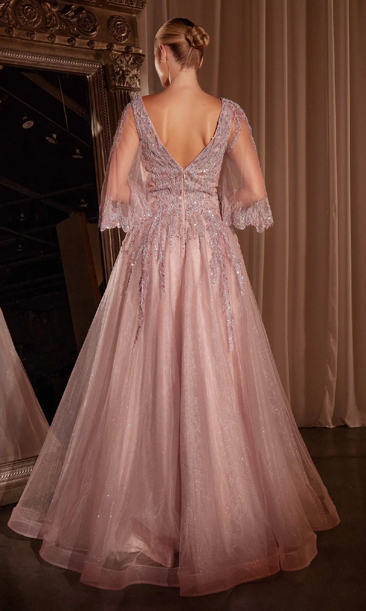 Bell-Sleeve Mauve Formal Dress: Ladivine CD784 sold by PromGirl product image thumbnail 2