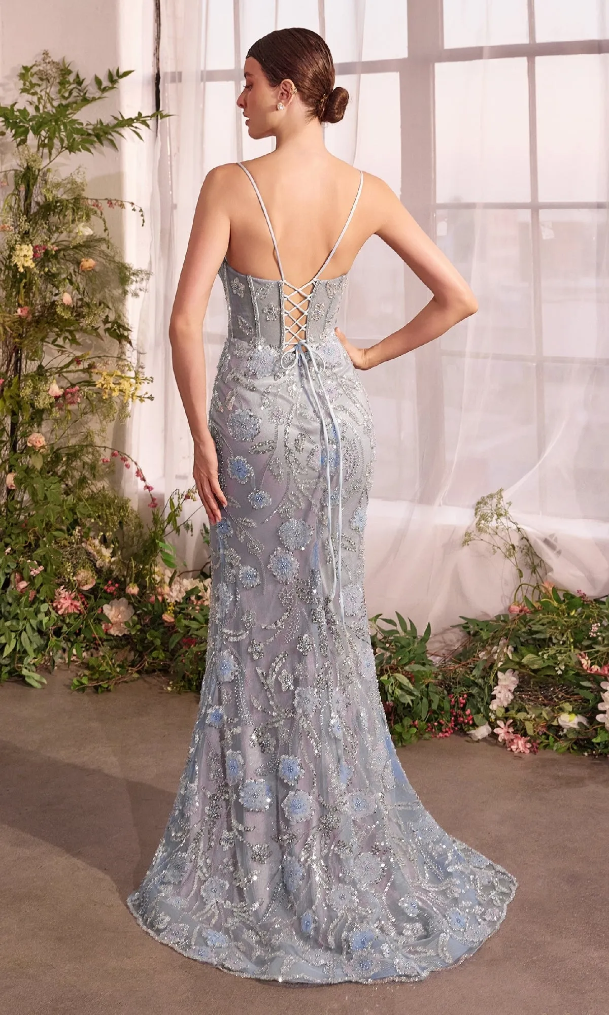 Blue Floral Long Prom Dress: Andrea & Leo A1393 sold by PromGirl product image thumbnail 2
