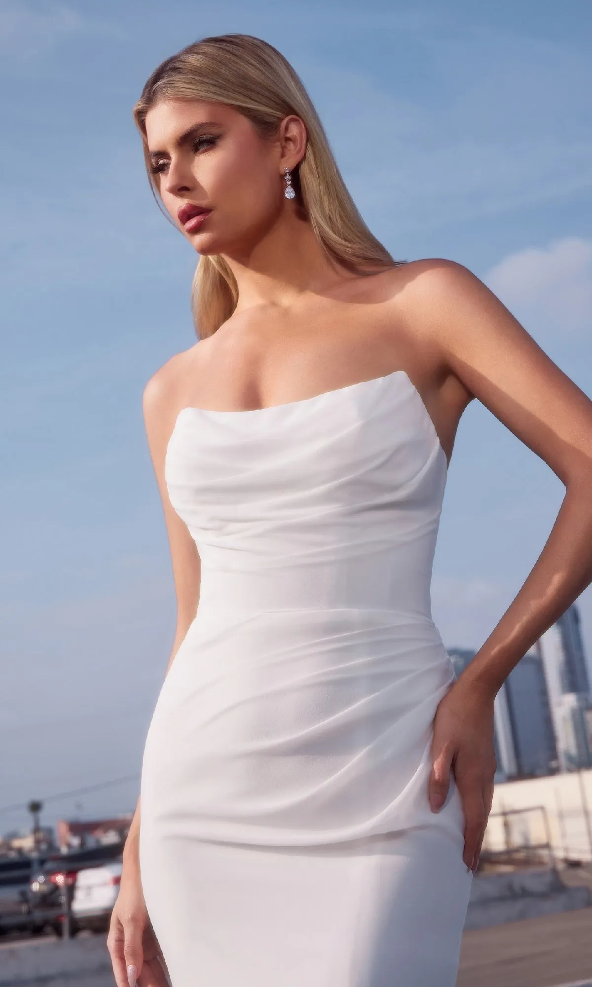 Strapless Long White Prom Dress: CL7434W sold by PromGirl product image thumbnail 3