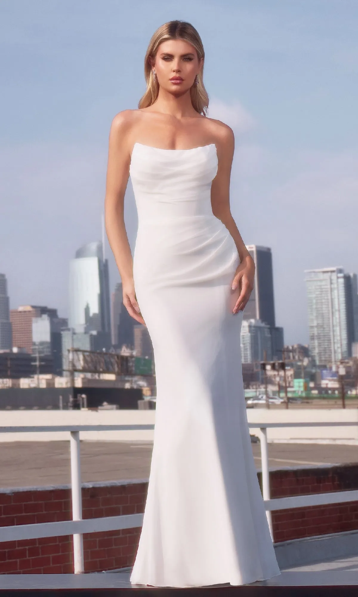 Strapless Long White Prom Dress: CL7434W sold by PromGirl product image thumbnail 4