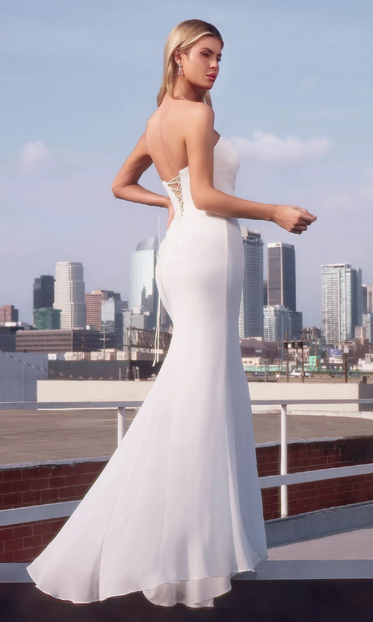 Strapless Long White Prom Dress: CL7434W sold by PromGirl product image thumbnail 2