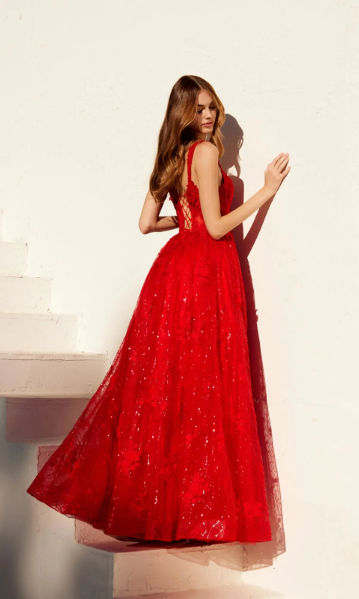 Long Sequin-Lace Prom Dress: Juliet JT2495A sold by PromGirl product image thumbnail 4