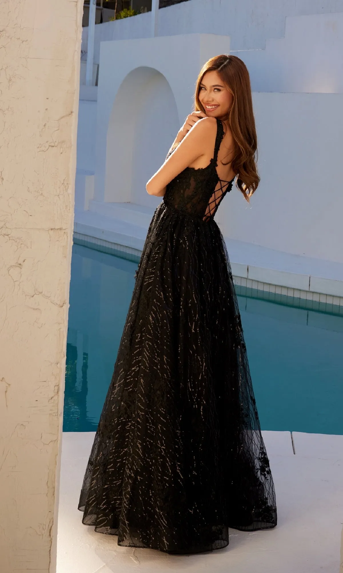 Long Sequin-Lace Prom Dress: Juliet JT2495A sold by PromGirl product image thumbnail 2
