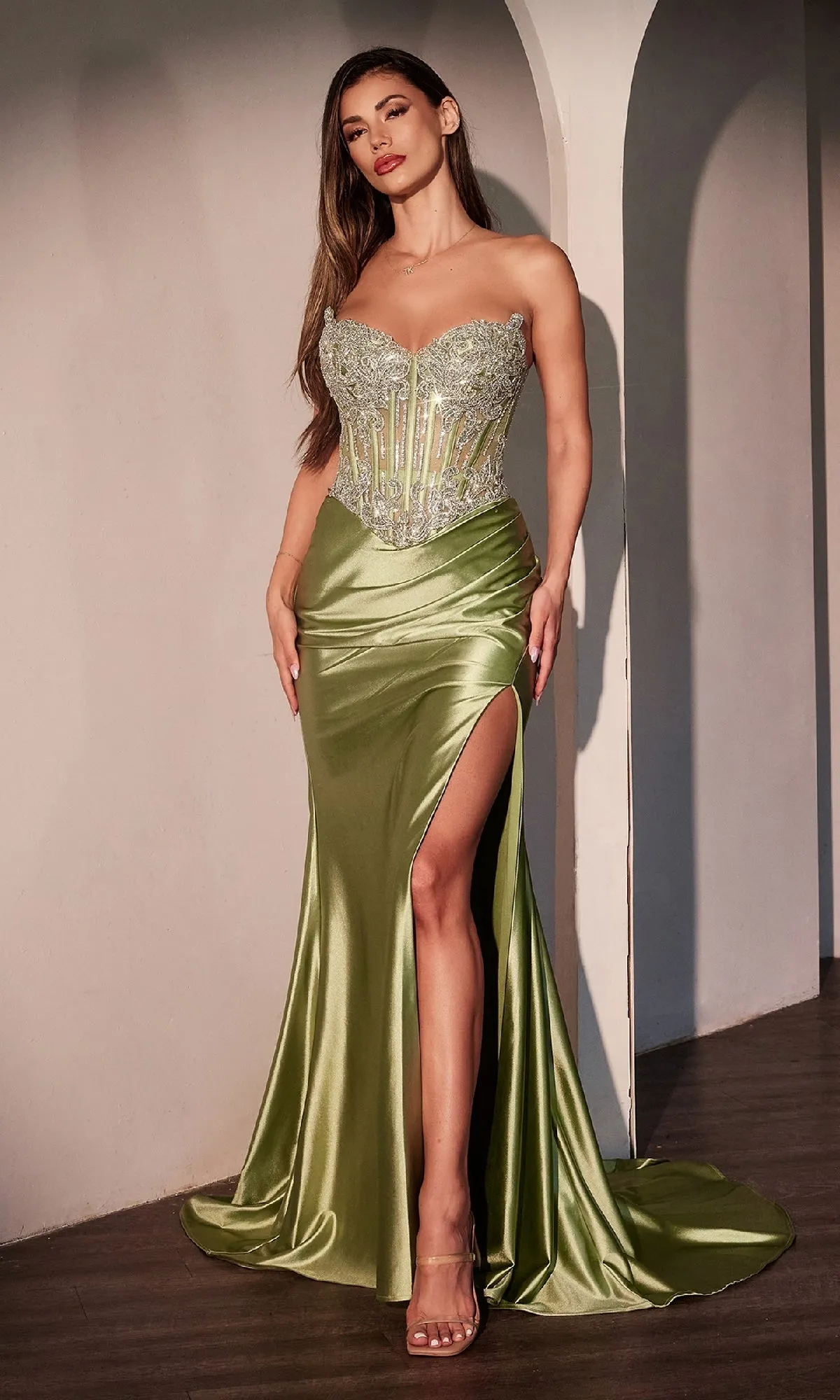 Strapless Long Corset Prom Dress: Ladivine CD736 sold by PromGirl product image thumbnail 5