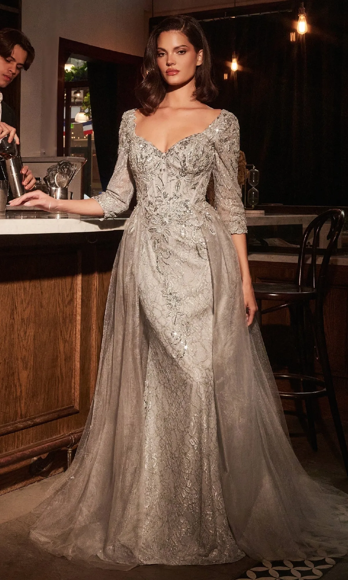 Tulle Overskirt Long Formal Dress: Ladivine CD749 sold by PromGirl product image thumbnail 5