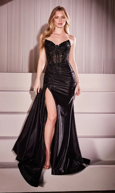 Strapless Long Corset Prom Dress: Ladivine CM369 sold by PromGirl