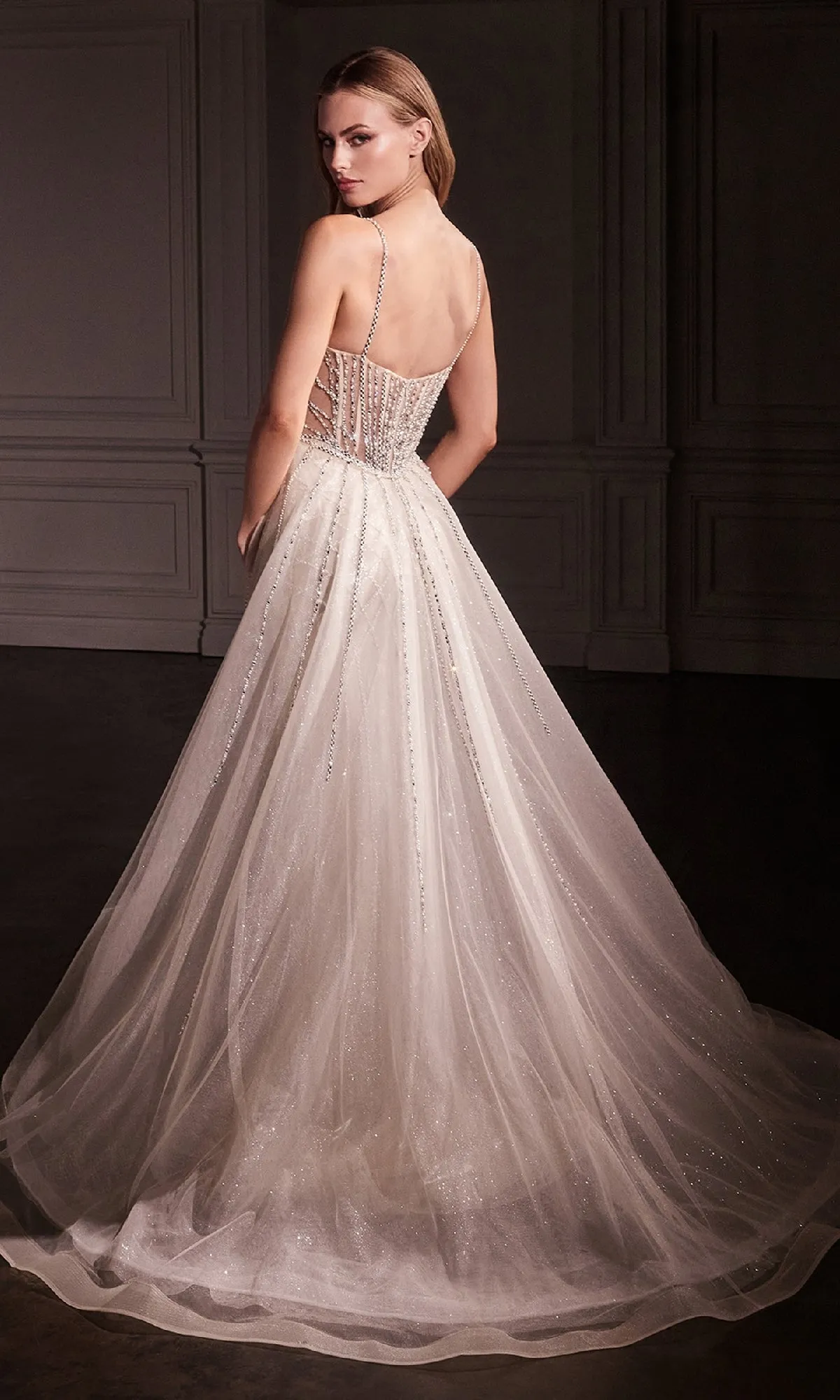 Overskirt Long Glitter Prom Dress: Ladivine CD763 sold by PromGirl product image thumbnail 2