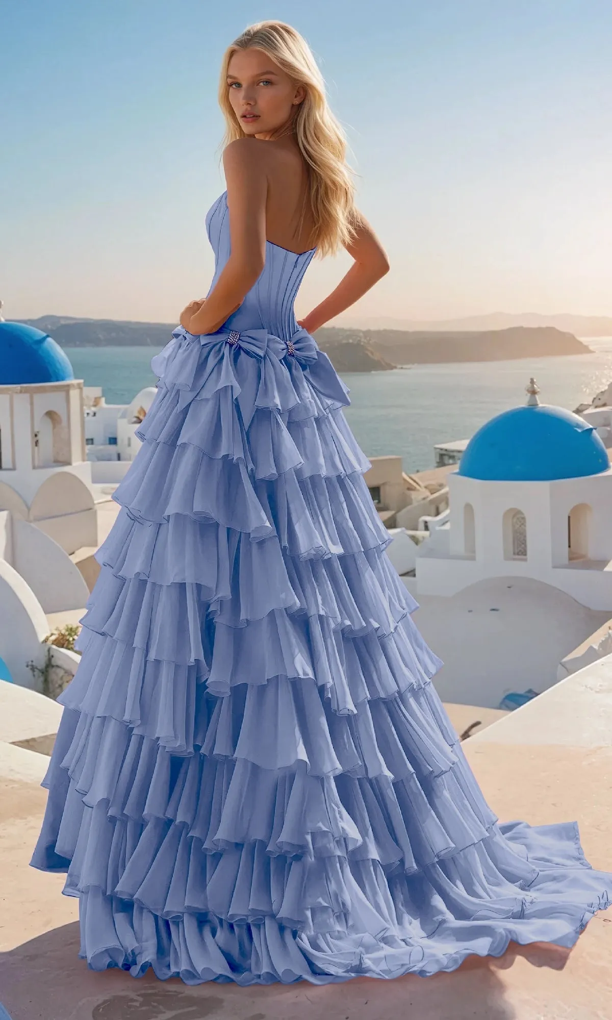 Tiered Prom Ball Gown with Bows: PromGirl Exclusive sold by PromGirl product image thumbnail 2