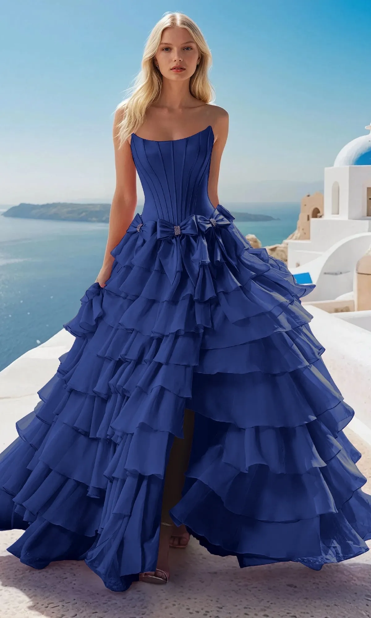 Tiered Prom Ball Gown with Bows: PromGirl Exclusive sold by PromGirl product image thumbnail 5