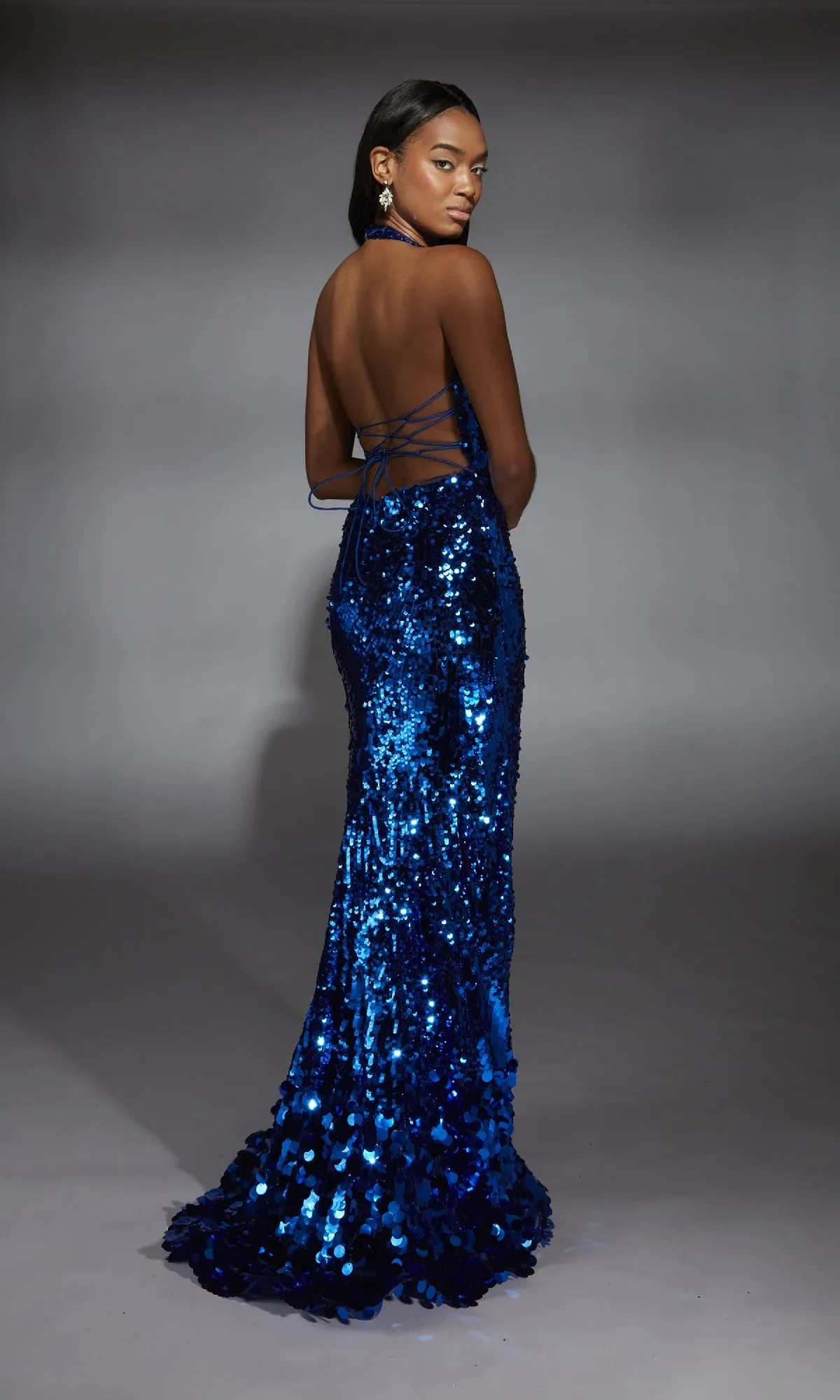 Halter V-Neck Sequin Long Prom Dress: Alyce 61759 sold by PromGirl product image thumbnail 2