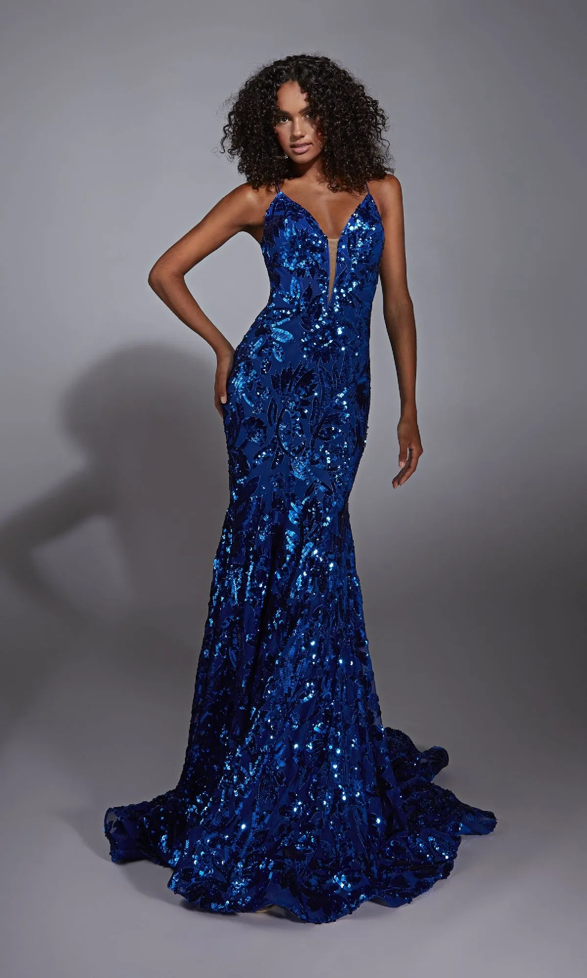 Lace-Up Long Sequin Prom Dress: Alyce 61755 sold by PromGirl product image thumbnail 5