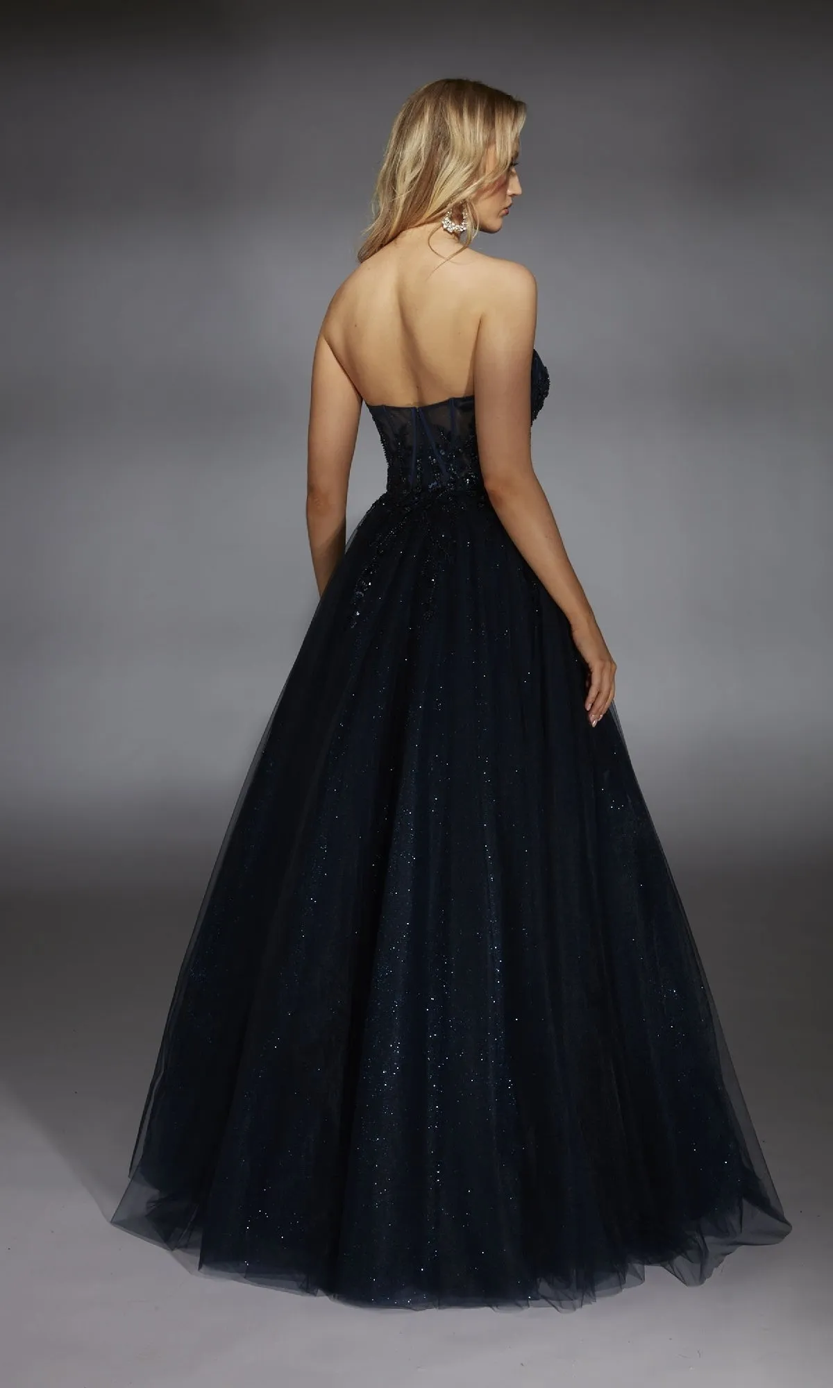 Strapless Long Glitter Prom Ball Gown: Alyce 61846 sold by PromGirl product image thumbnail 2