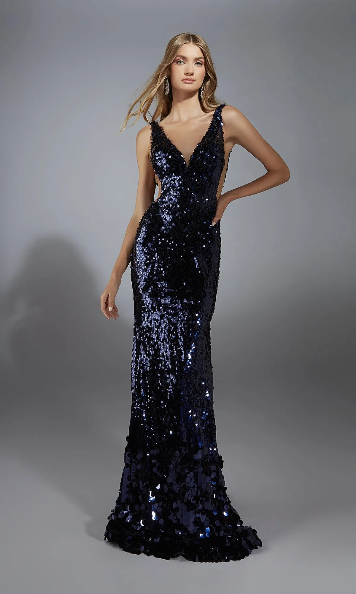 Sheer-Sides Long Sequin Prom Dress: Alyce 61795 sold by PromGirl product image thumbnail 3