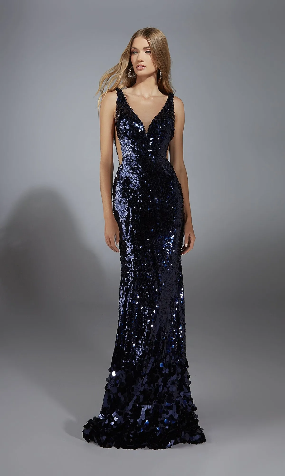 Sheer-Sides Long Sequin Prom Dress: Alyce 61795 sold by PromGirl product image thumbnail 5