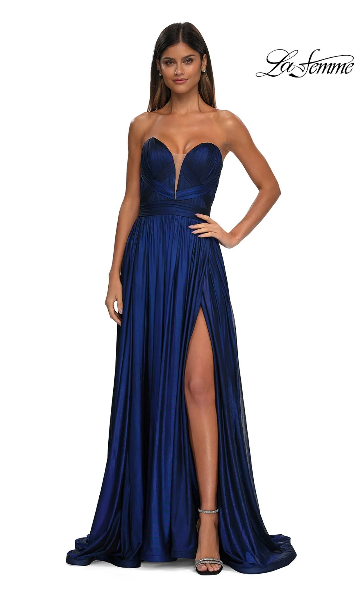 Strapless Long Metallic Prom Gown: La Femme 32988 sold by PromGirl product image thumbnail 4