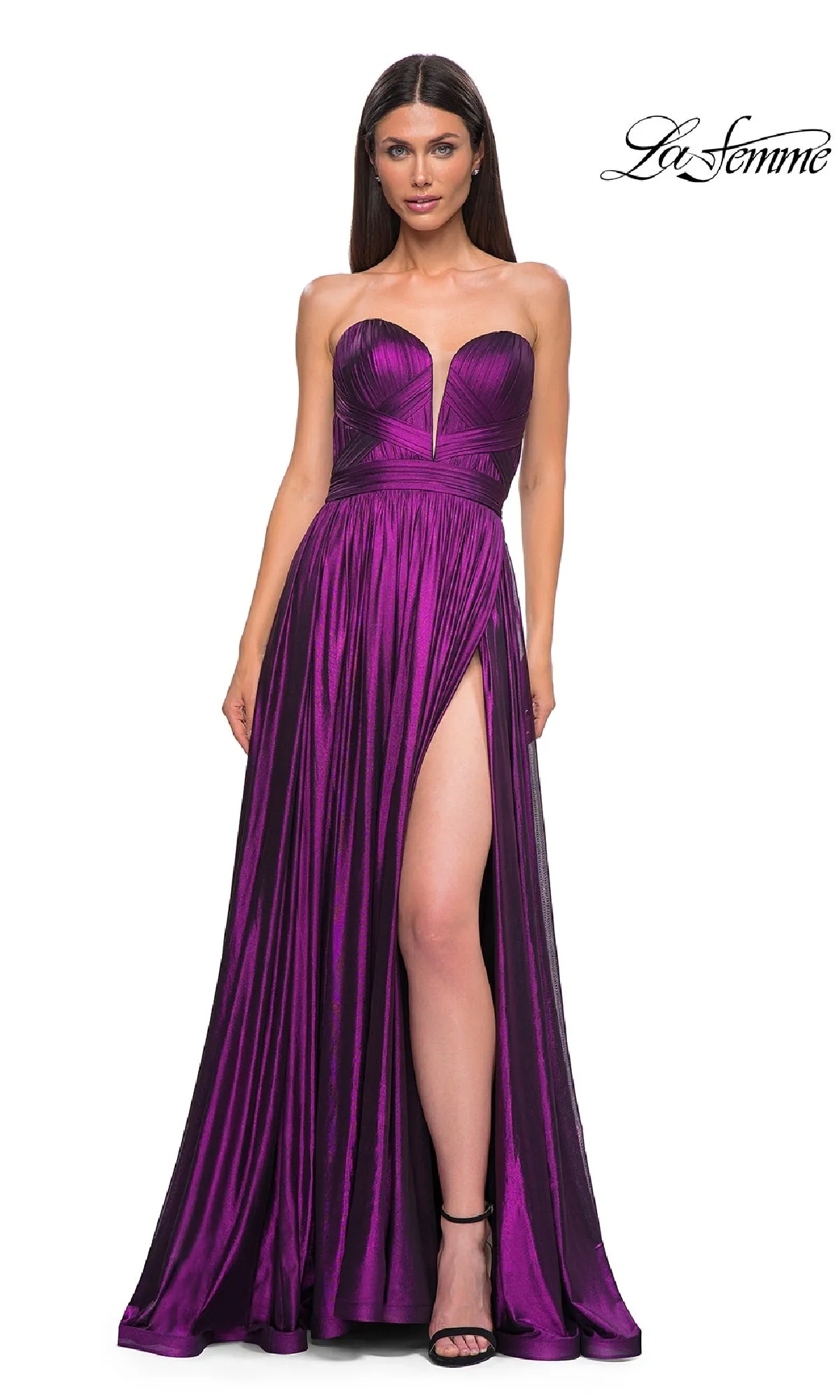 Strapless Long Metallic Prom Gown: La Femme 32988 sold by PromGirl product image thumbnail 3