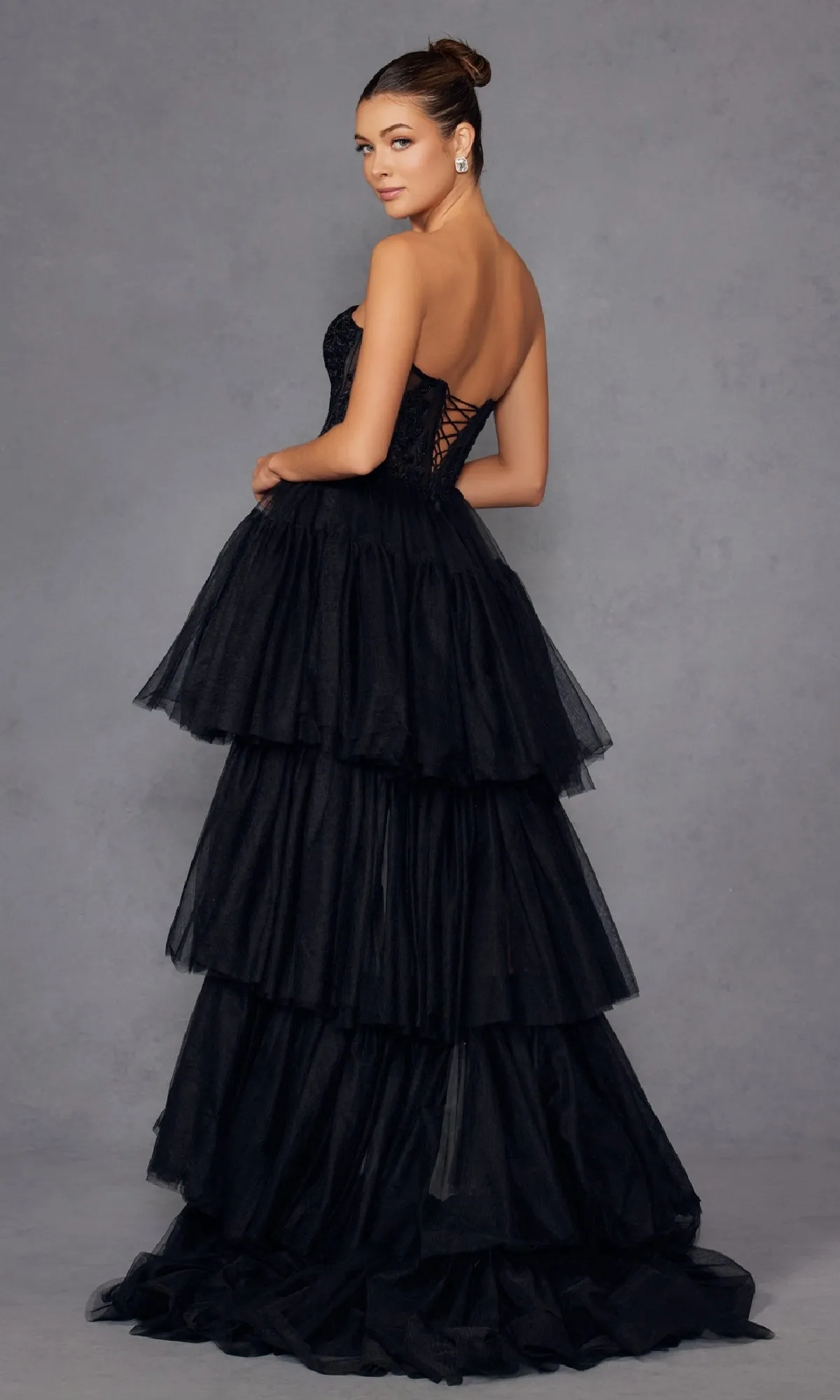 High-Low Strapless Prom Dress: Juliet JT2488S sold by PromGirl product image thumbnail 2