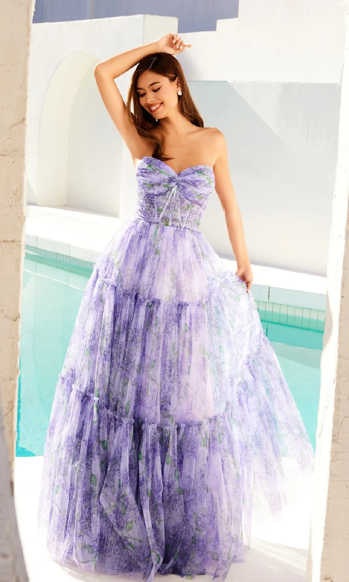 Strapless Long Print Prom Dress: Juliet JT2507A sold by PromGirl product image thumbnail 4