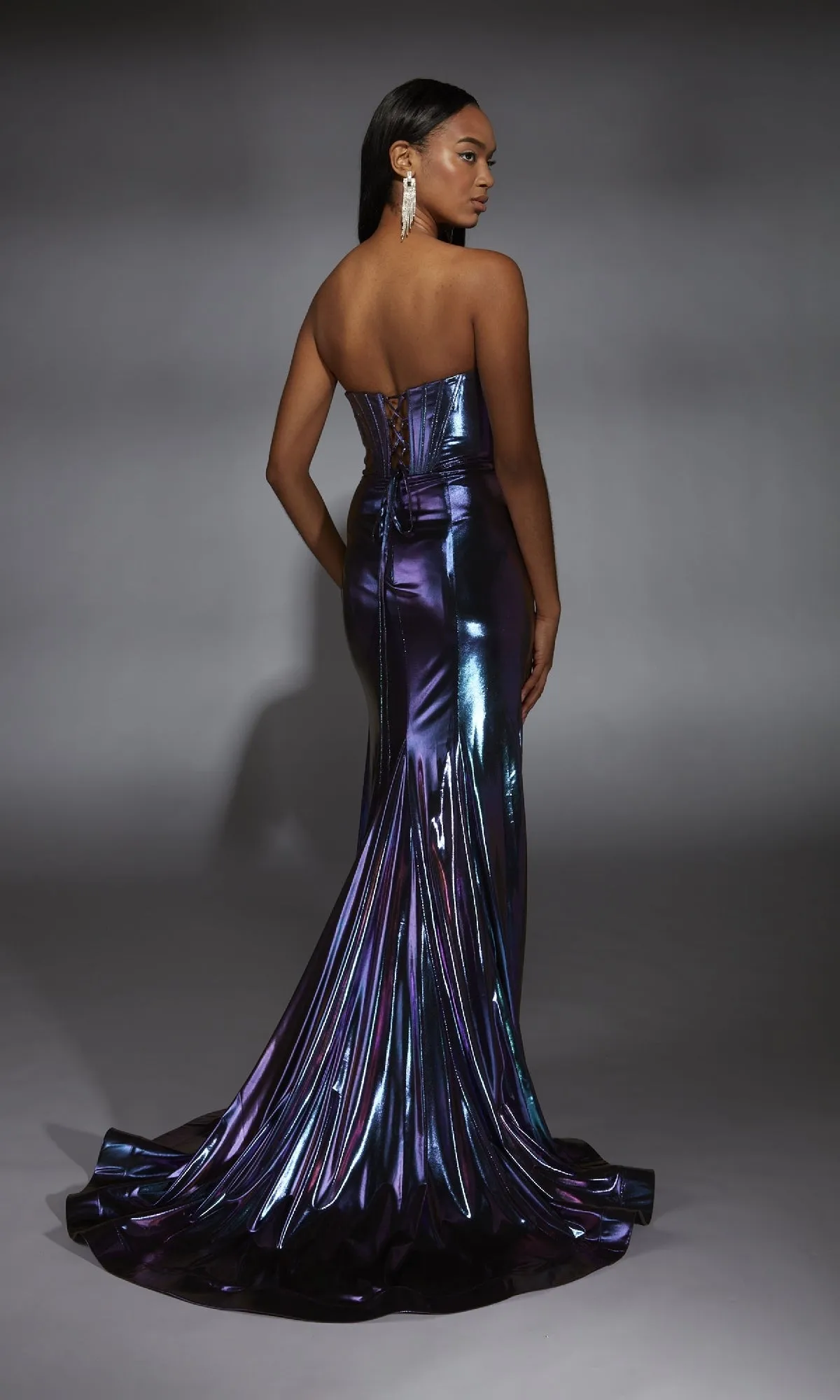 Strapless Metallic Long Prom Dress: Alyce 61798 sold by PromGirl product image thumbnail 2