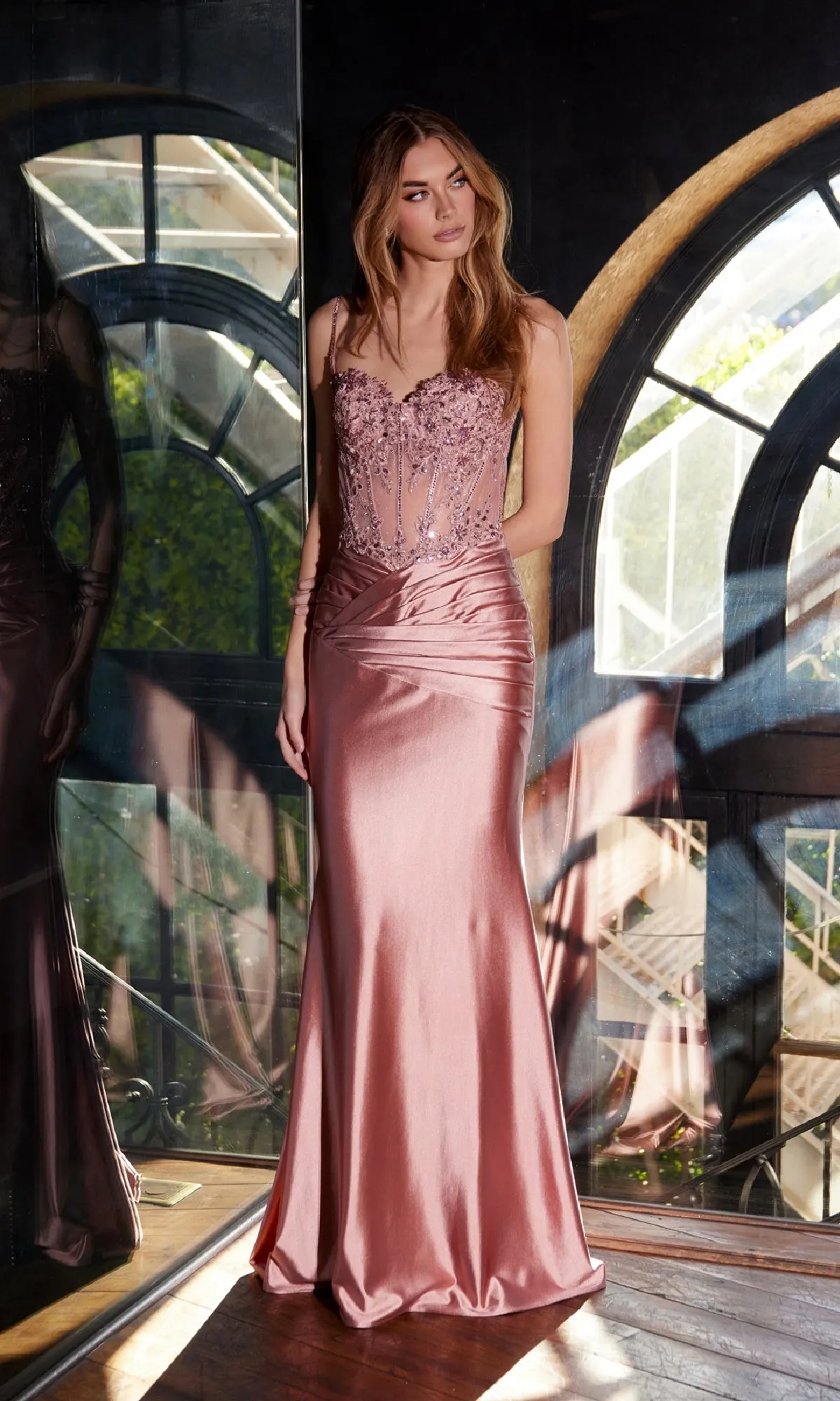Sheer-Bodice Long Prom Dress: Juliet JT2531K sold by PromGirl