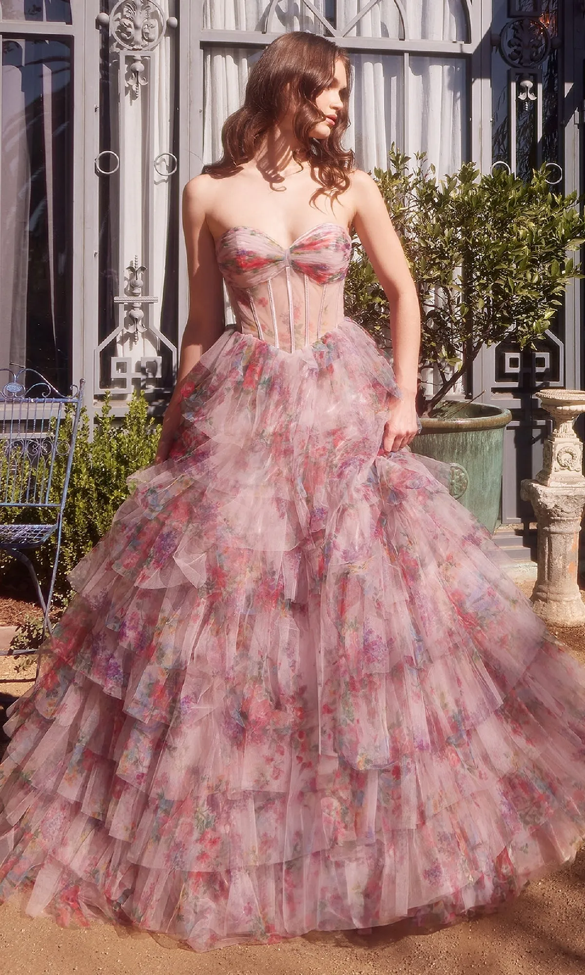 Strapless Print Prom Ball Gown: Andrea & Leo A1463 sold by PromGirl