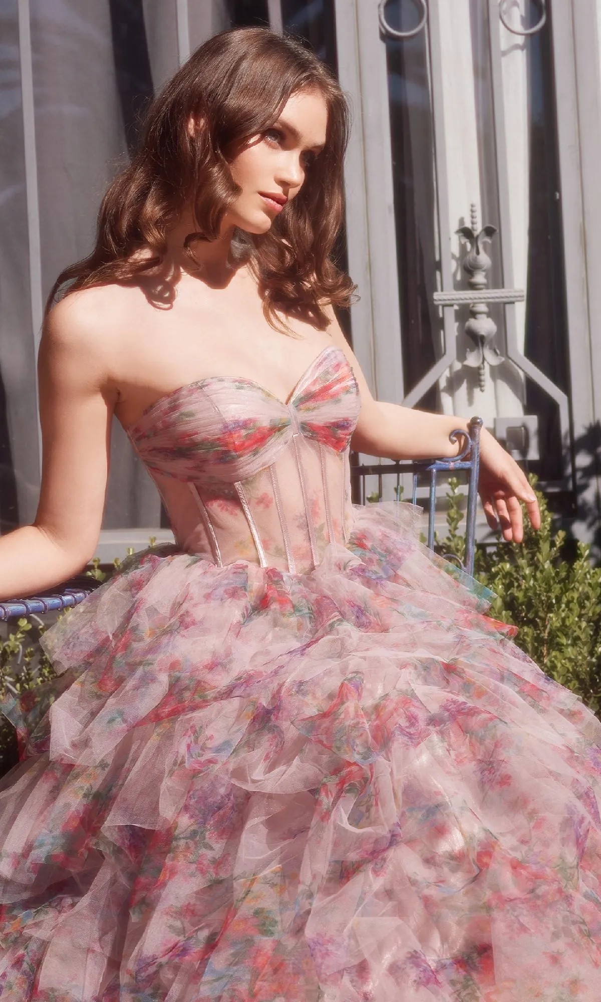 Strapless Print Prom Ball Gown: Andrea & Leo A1463 sold by PromGirl product image thumbnail 3