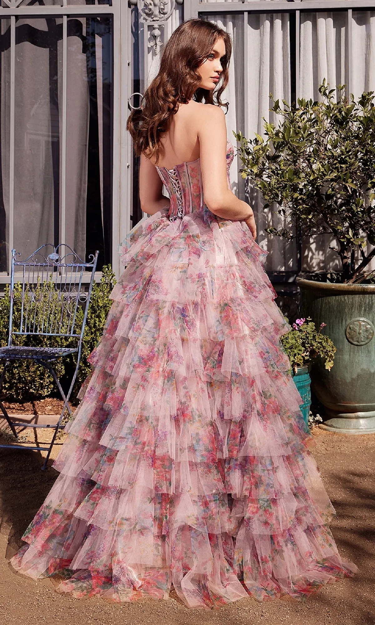 Strapless Print Prom Ball Gown: Andrea & Leo A1463 sold by PromGirl product image thumbnail 2