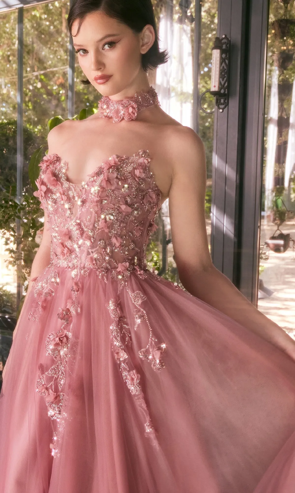 Strapless Floral Prom Gown: Andrea & Leo A1399 sold by PromGirl product image thumbnail 3