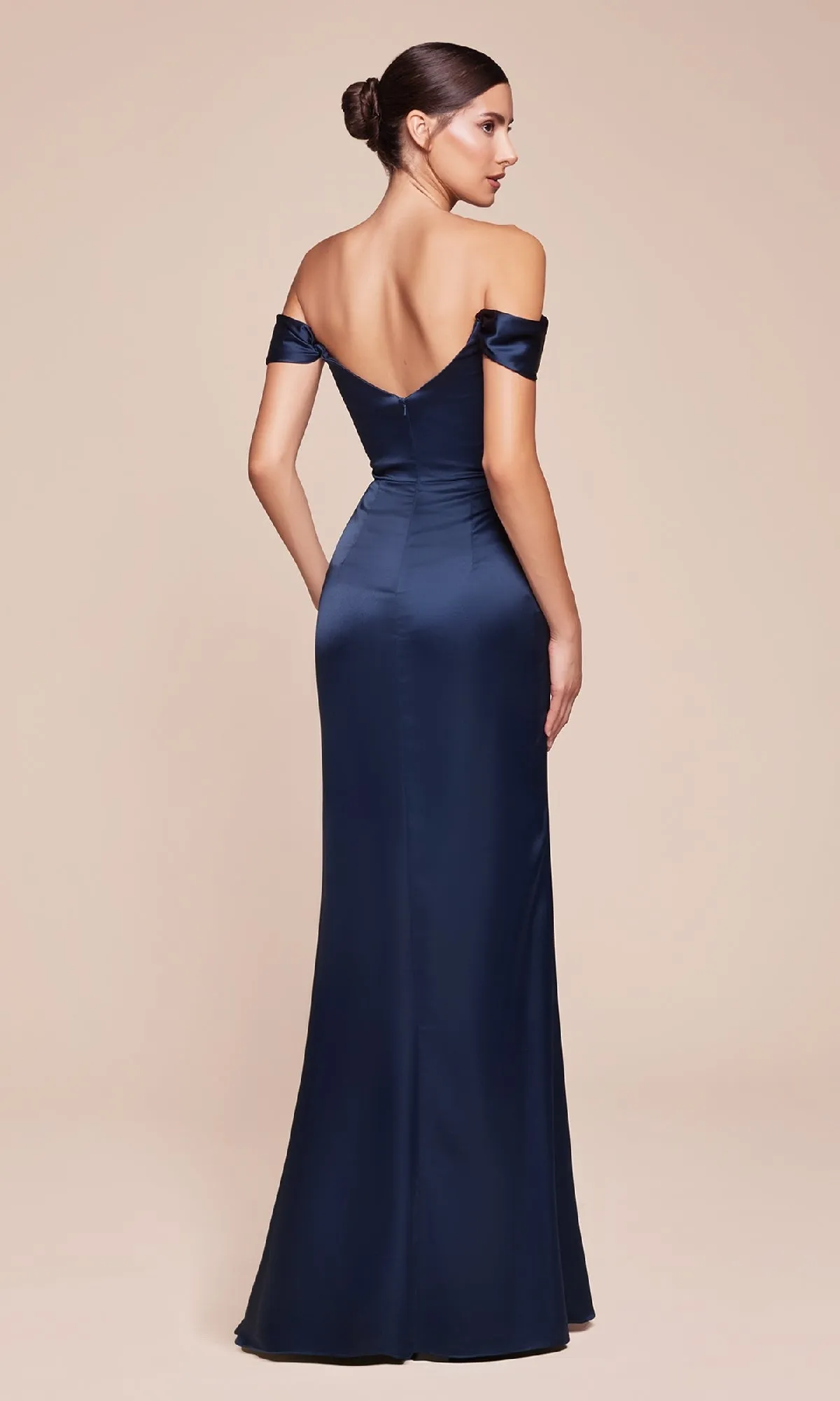 Cowl-Neck Long Satin Prom Dress: Ladivine 7492-1 sold by PromGirl product image thumbnail 2