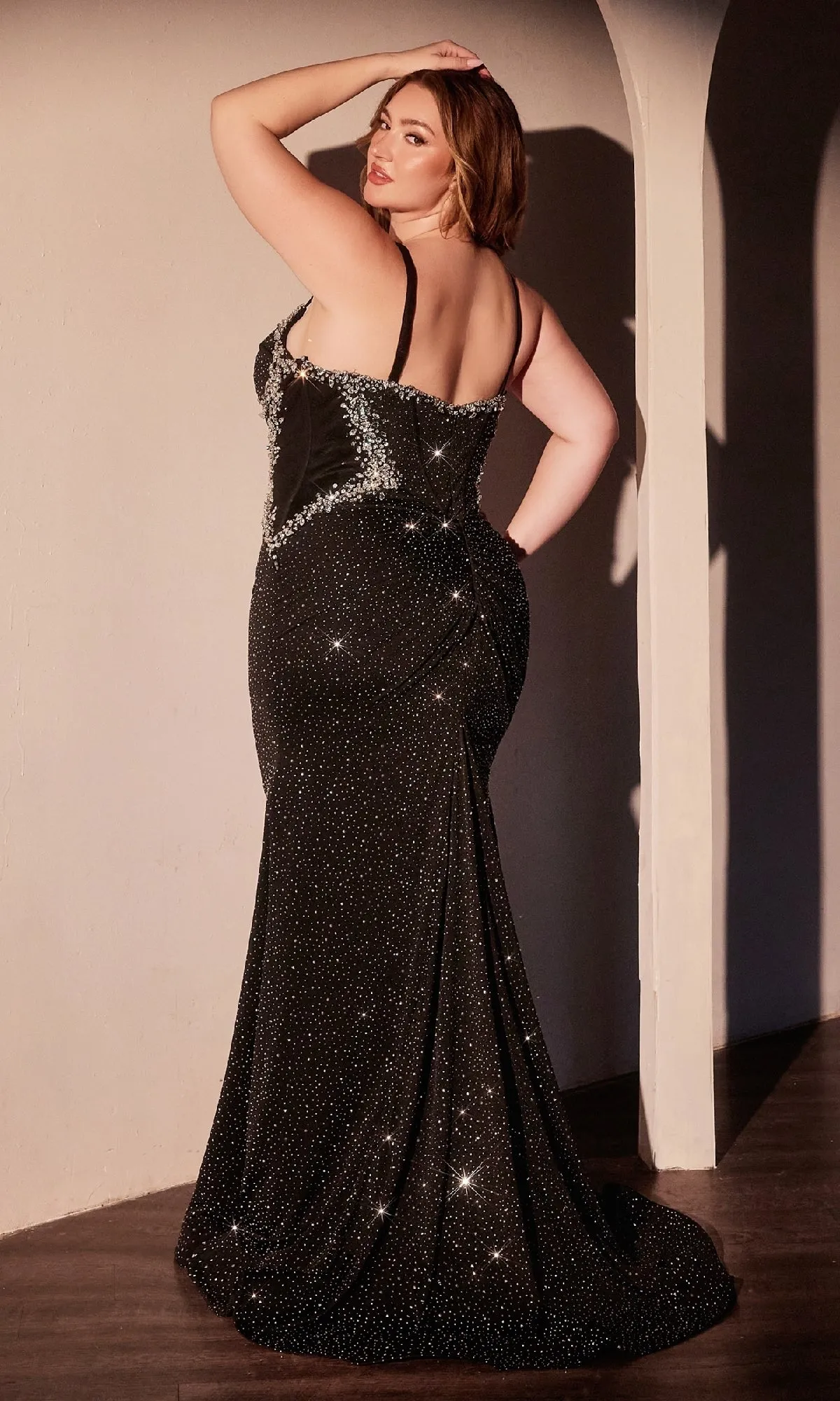 Plus-Size Long Black Prom Dress: Ladivine CM365C sold by PromGirl product image thumbnail 2
