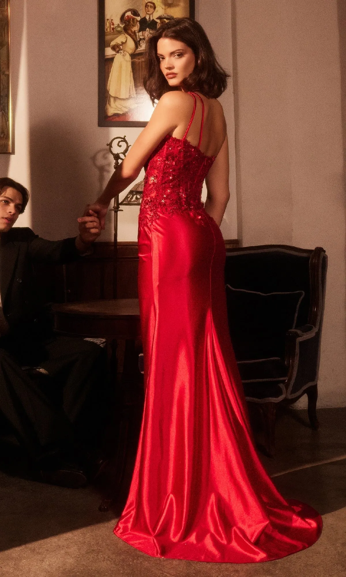 One-Shoulder Long Prom Dress: Ladivine CDS535 sold by PromGirl product image thumbnail 2