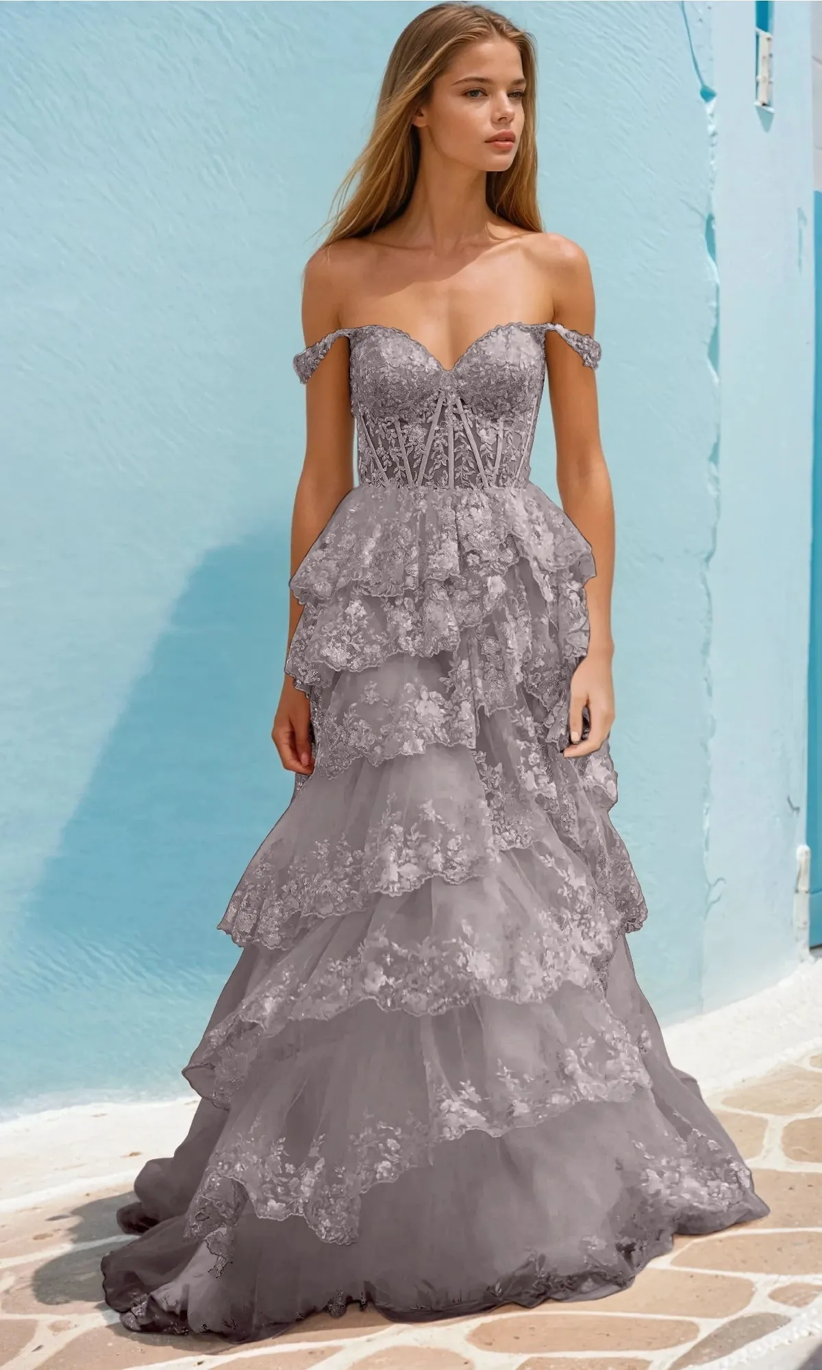 A-Line Corset Lace Prom Dress: PromGirl Exclusive sold by PromGirl product image thumbnail 5