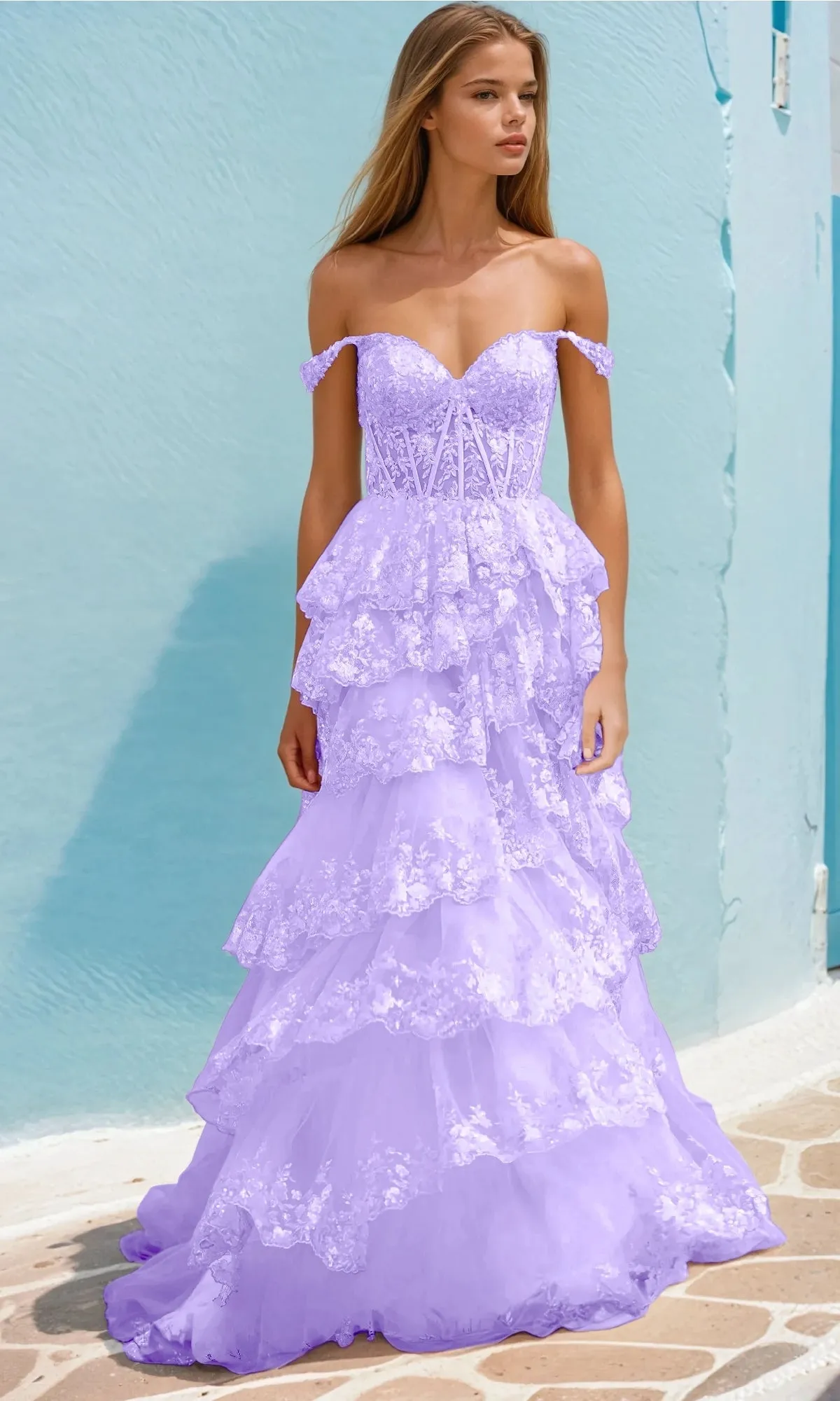 A-Line Corset Lace Prom Dress: PromGirl Exclusive sold by PromGirl product image thumbnail 3