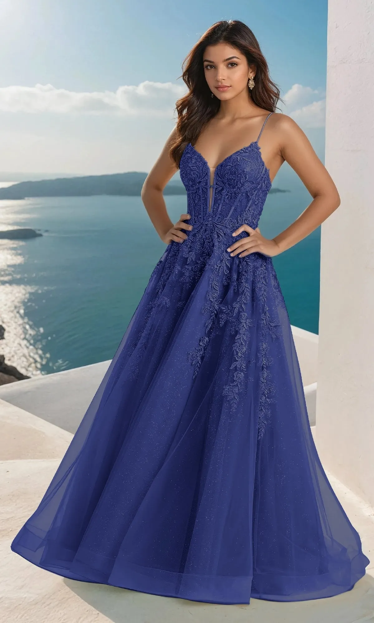 Glitter Tulle A-Line Prom Dress: PromGirl Exclusive sold by PromGirl