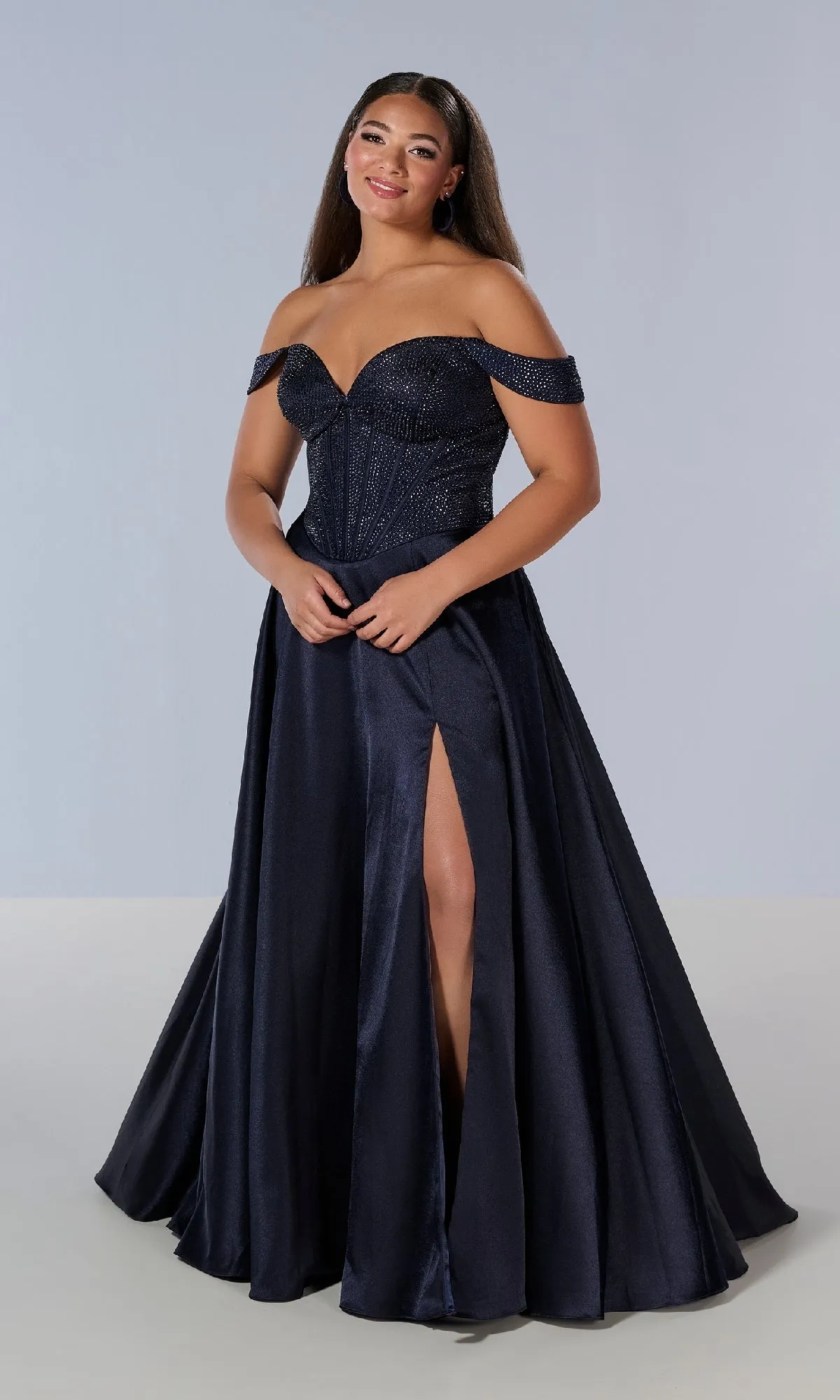Long Plus-Size Prom Dress: Tiffany 16204 sold by PromGirl