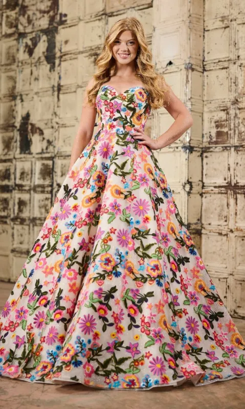 Floral Embroidered Prom Ball Gown: Tiffany 16176 sold by PromGirl
