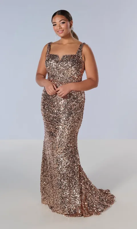 Long Plus-Size Prom Dress: Tiffany 16231 sold by PromGirl