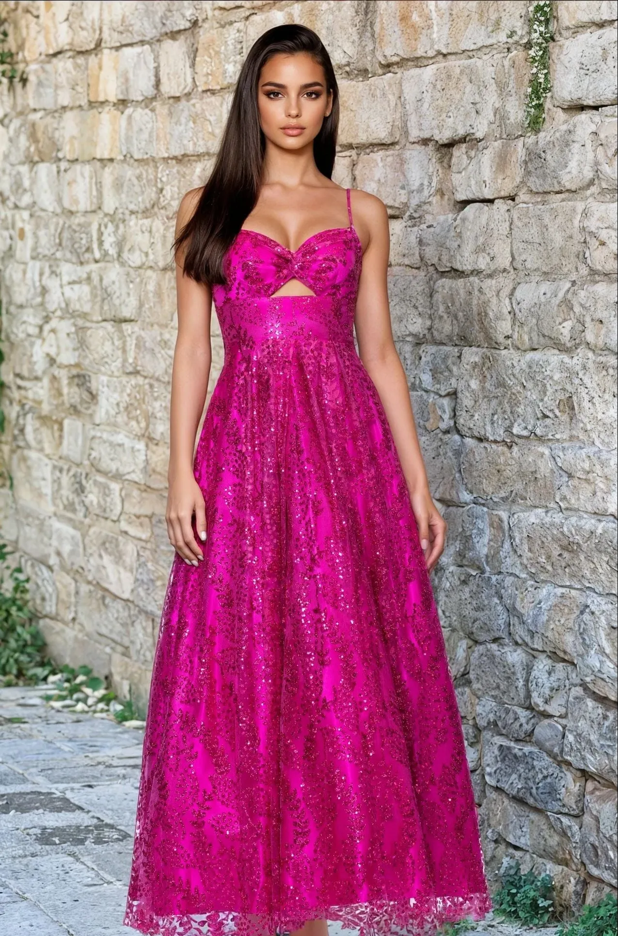 Long Hot Pink Prom Dress: Blondie Nites 5362BN sold by PromGirl