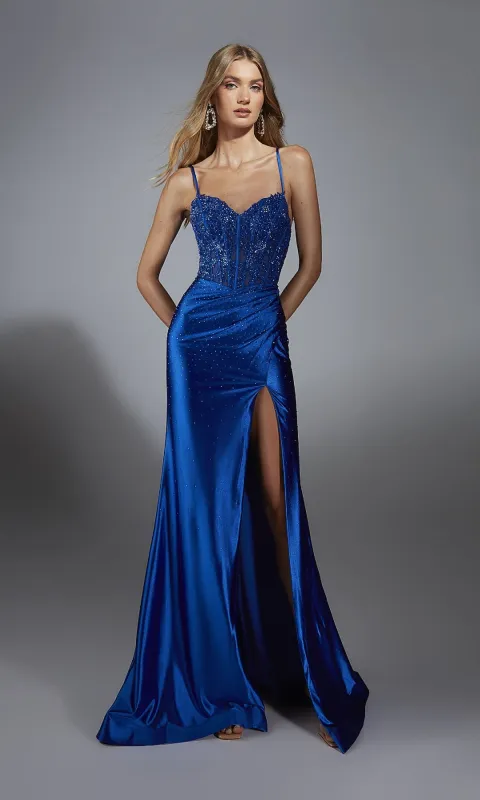 Beaded-Corset Long Prom Dress: Alyce 61827 made by Alyce Paris