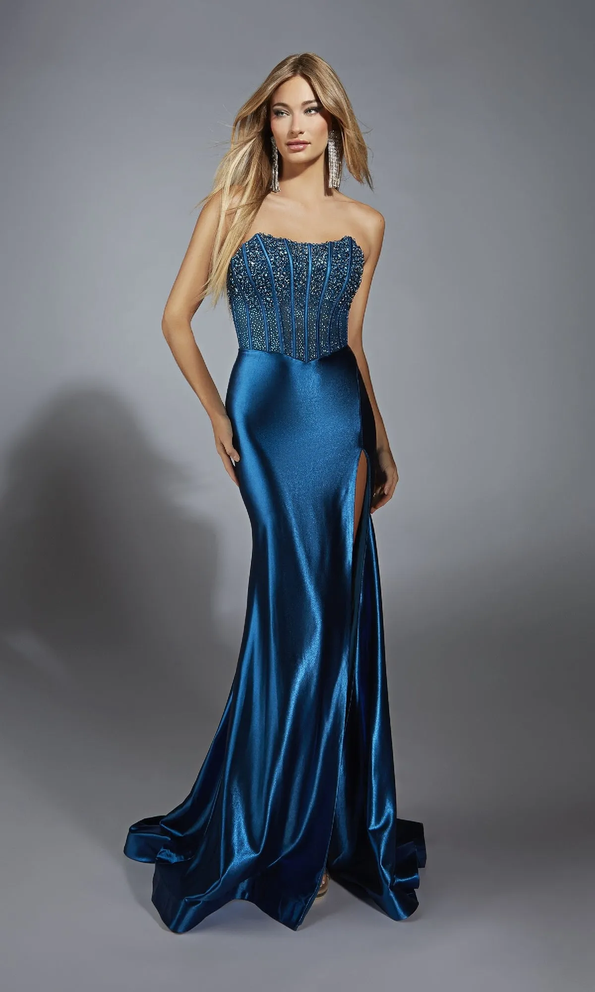 Strapless Long Satin Prom Dress: Alyce 61879 sold by PromGirl product image thumbnail 3