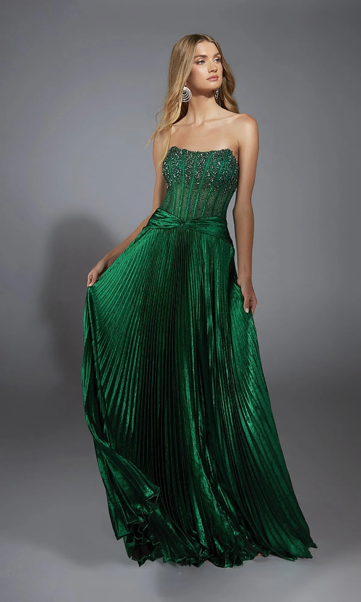 Strapless Long Pleated Prom Dress: Alyce 61789 sold by PromGirl product image thumbnail 3