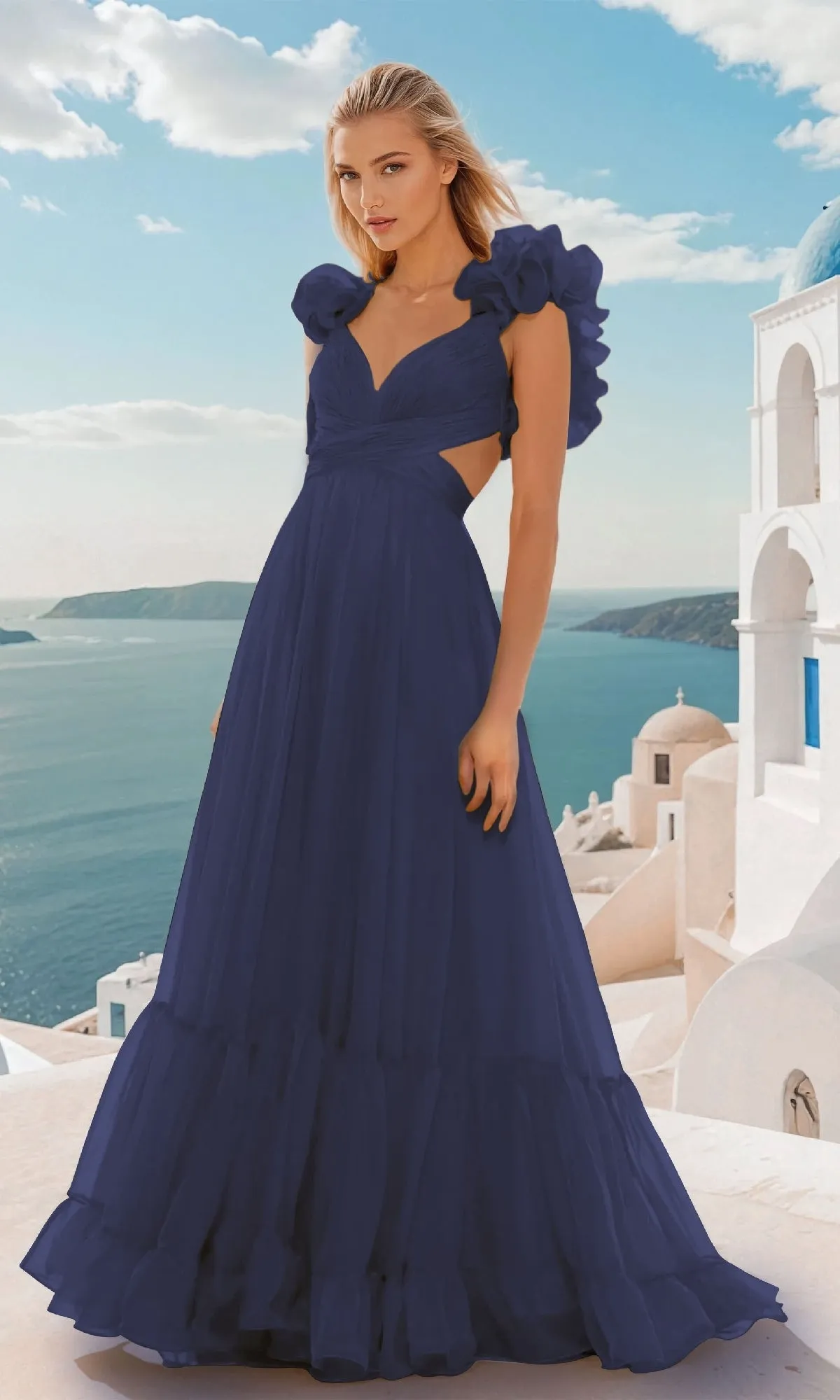 Long Prom Dress with Ruffle Straps: PromGirl Exclusive sold by PromGirl product image thumbnail 5