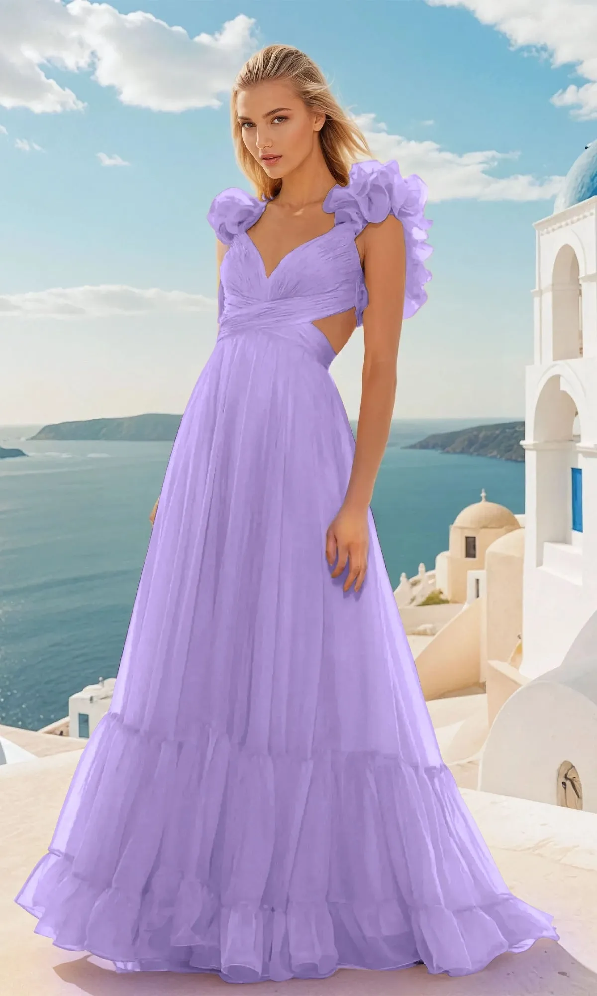 Long Prom Dress with Ruffle Straps: PromGirl Exclusive sold by PromGirl product image thumbnail 4