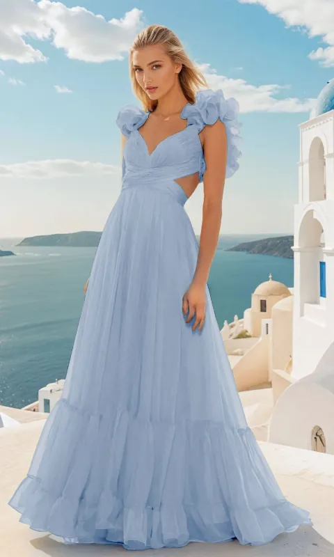 Long Prom Dress with Ruffle Straps: PromGirl Exclusive sold by PromGirl