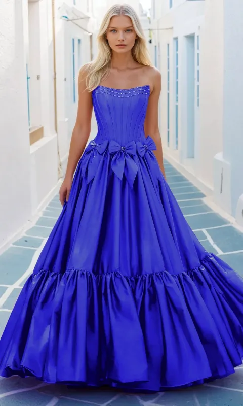 Corset Prom Ball Gown with Bows: PromGirl Exclusive sold by PromGirl