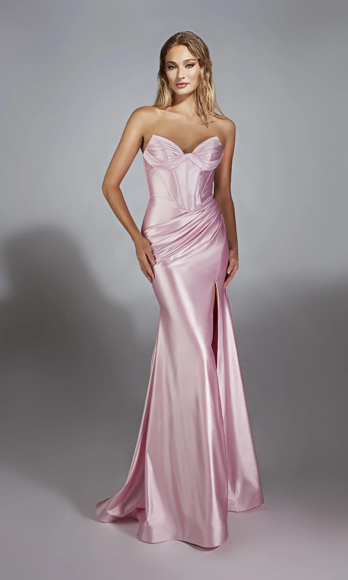 Strapless Long Corset Prom Dress: Alyce 61733 sold by PromGirl
