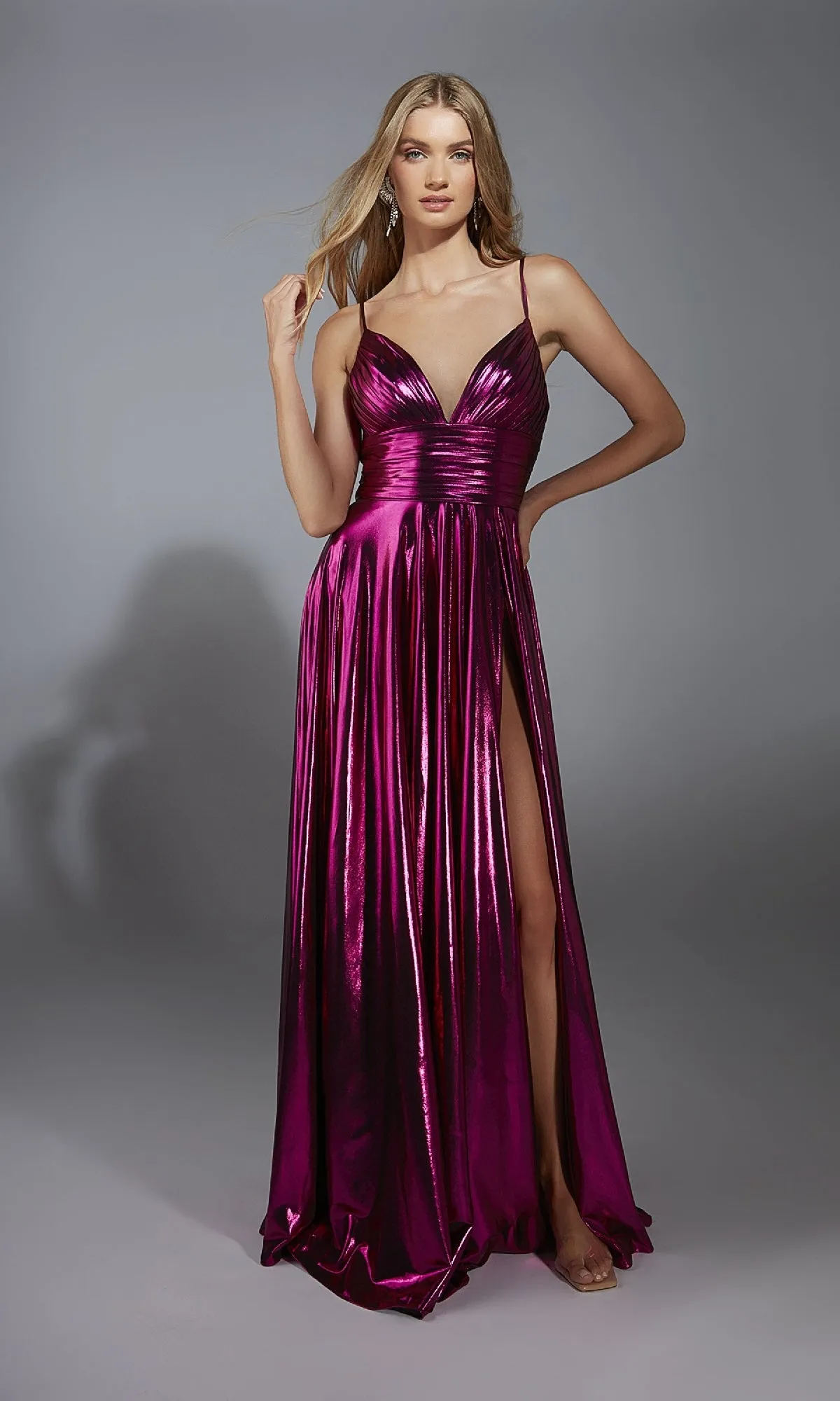 Long Metallic A-Line Prom Dress: Alyce 61801 sold by PromGirl product image thumbnail 3