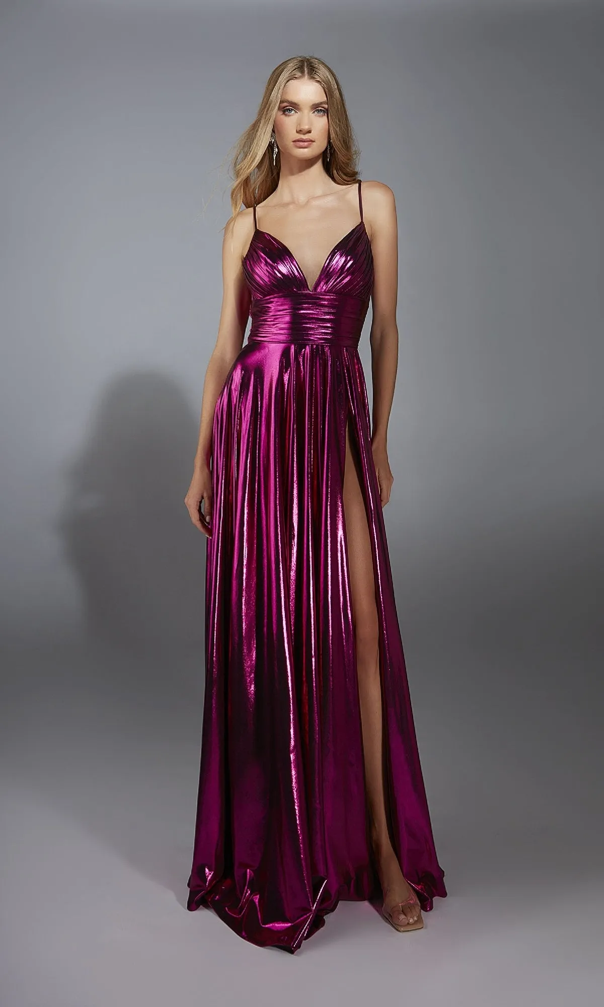 Long Metallic A-Line Prom Dress: Alyce 61801 sold by PromGirl