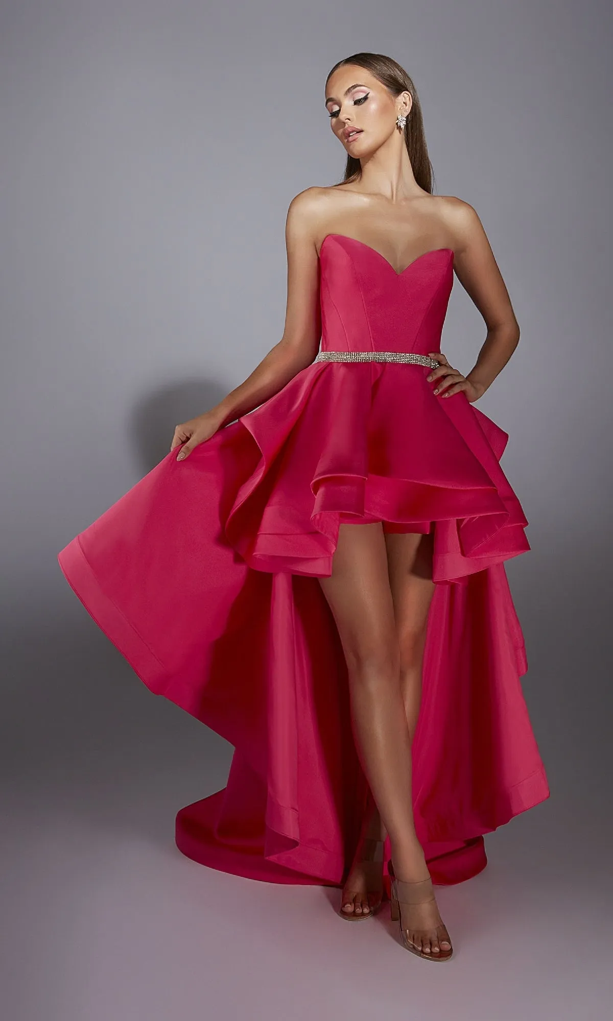 High-Low Strapless Prom Dress: Alyce 61934 sold by PromGirl